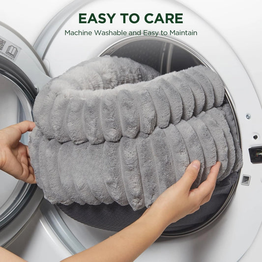 Super Soft Washable Cat Bed – Round Plush Kitten Bed for Indoor Cats & Small Dogs, Anti-Slip Bottom, Cozy Faux Fur Pet Cushion