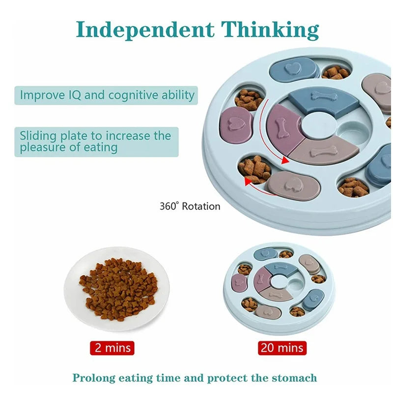 Interactive Dog Slow Feeder Bowl – Puzzle Food Dispenser Toy for Mental Stimulation & Healthy Eating