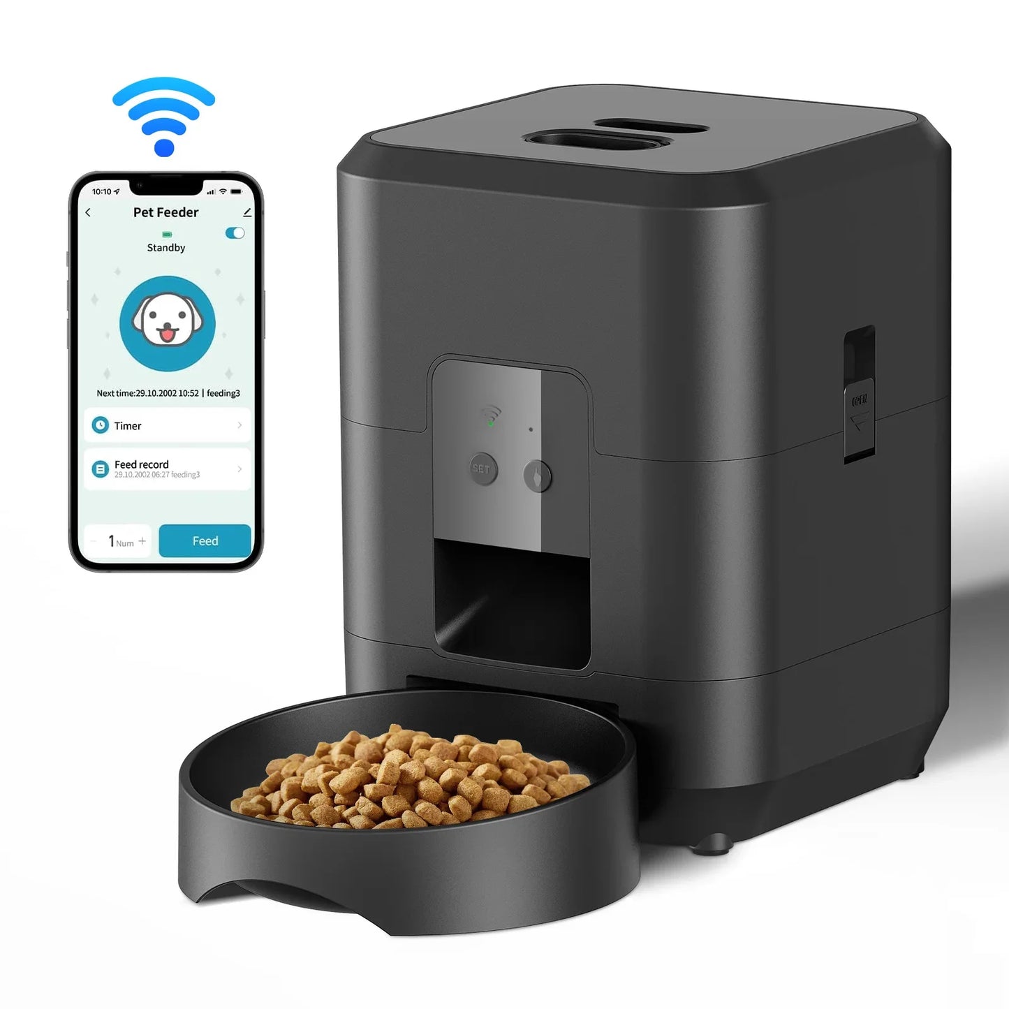 Smart WiFi Automatic Pet Feeder for Cats & Dogs – App Control, Timed Meals, 6L