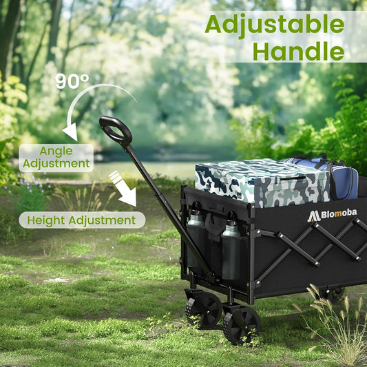 220lbs Heavy-Duty Foldable Utility Wagon Cart with Wheels – Compact, Collapsible Outdoor Gear Carrier