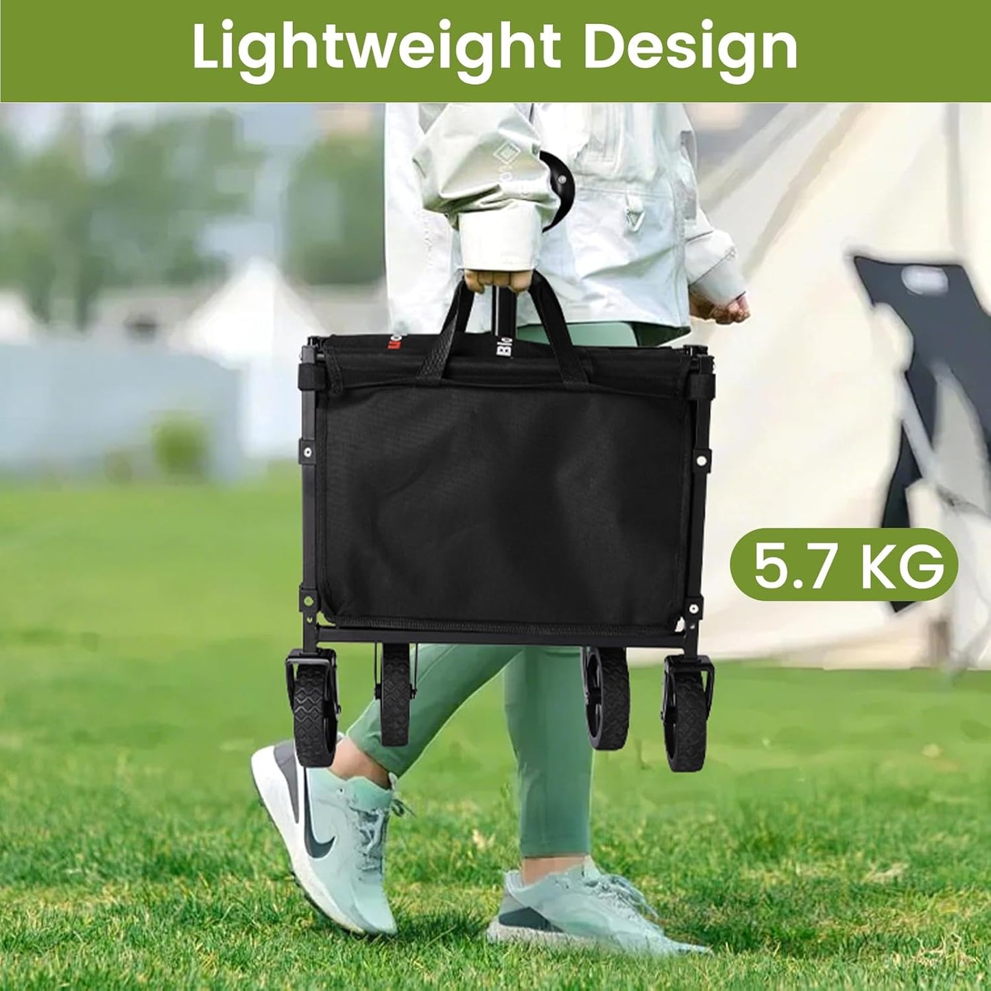 220lbs Heavy-Duty Foldable Utility Wagon Cart with Wheels – Compact, Collapsible Outdoor Gear Carrier