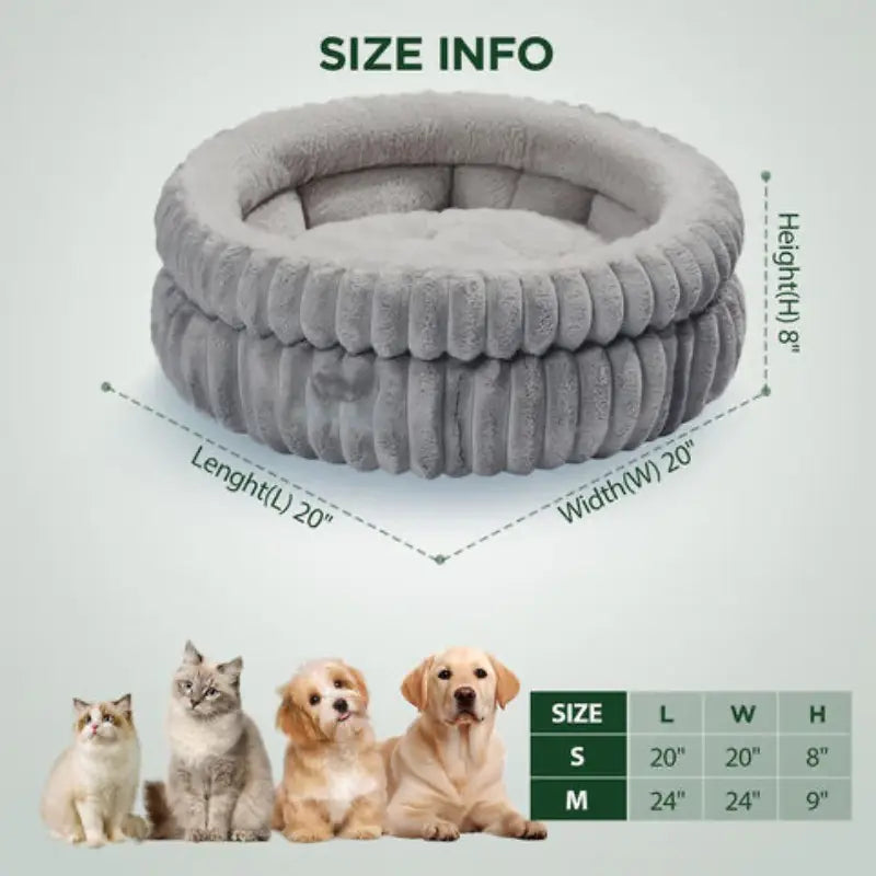 Super Soft Washable Cat Bed – Round Plush Kitten Bed for Indoor Cats & Small Dogs, Anti-Slip Bottom, Cozy Faux Fur Pet Cushion