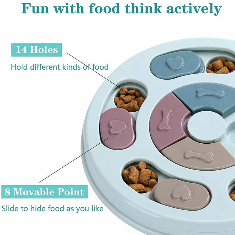 Interactive Dog Slow Feeder Bowl – Puzzle Food Dispenser Toy for Mental Stimulation & Healthy Eating