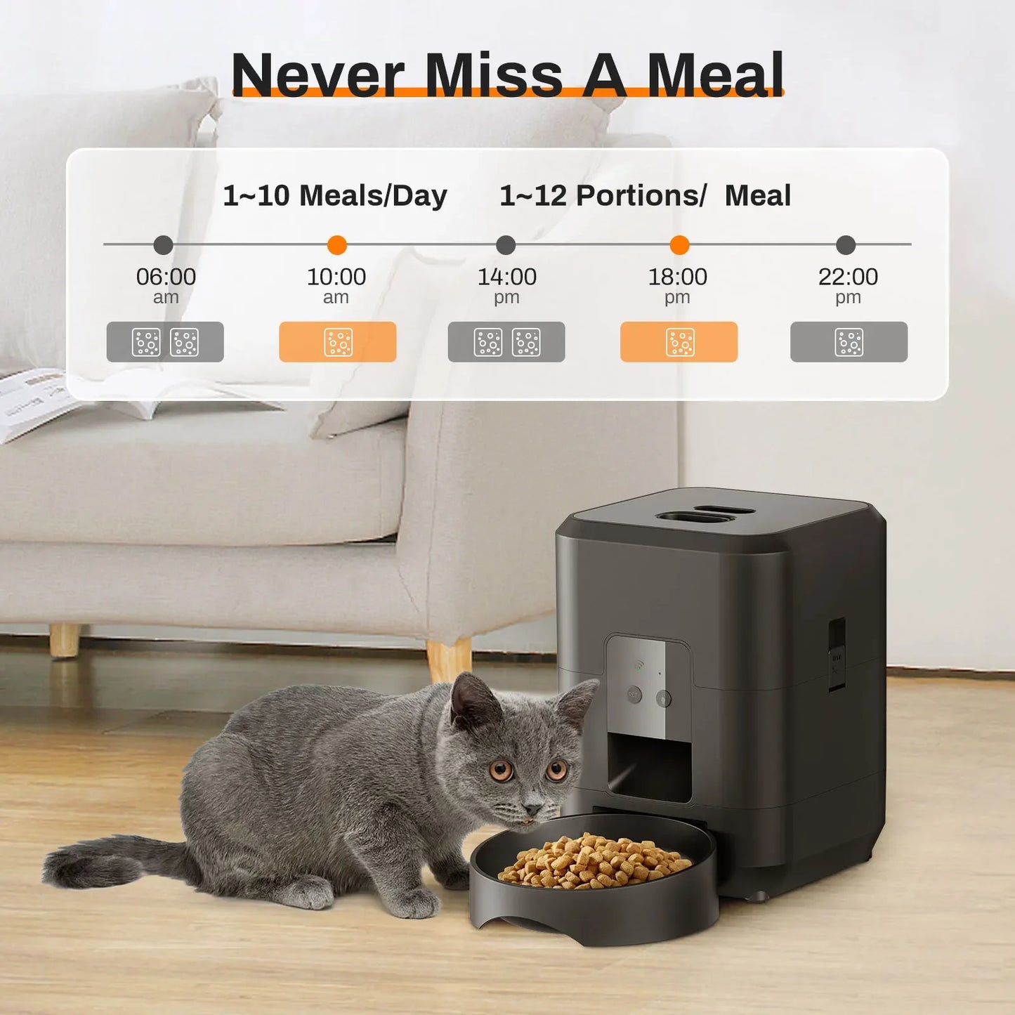 Smart WiFi Automatic Pet Feeder for Cats & Dogs – App Control, Timed Meals, 6L