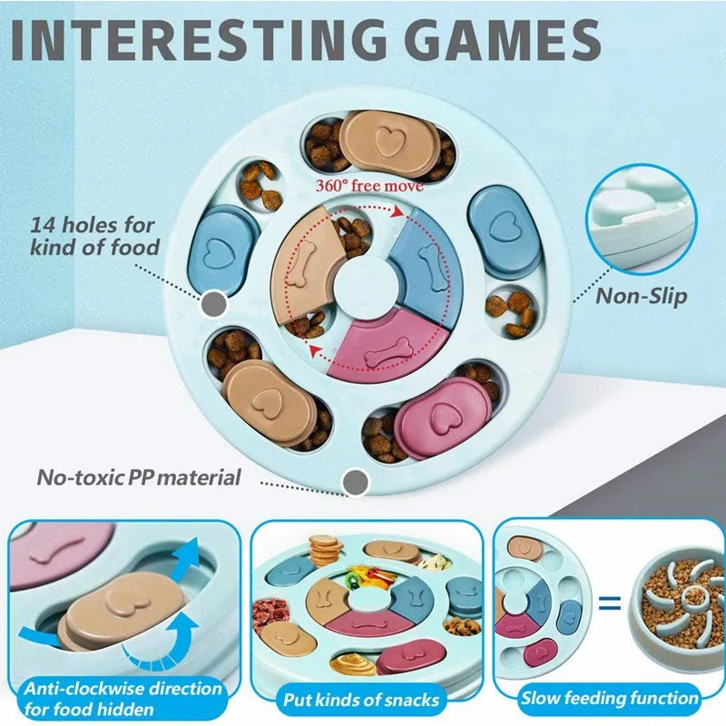 Interactive Dog Slow Feeder Bowl – Puzzle Food Dispenser Toy for Mental Stimulation & Healthy Eating