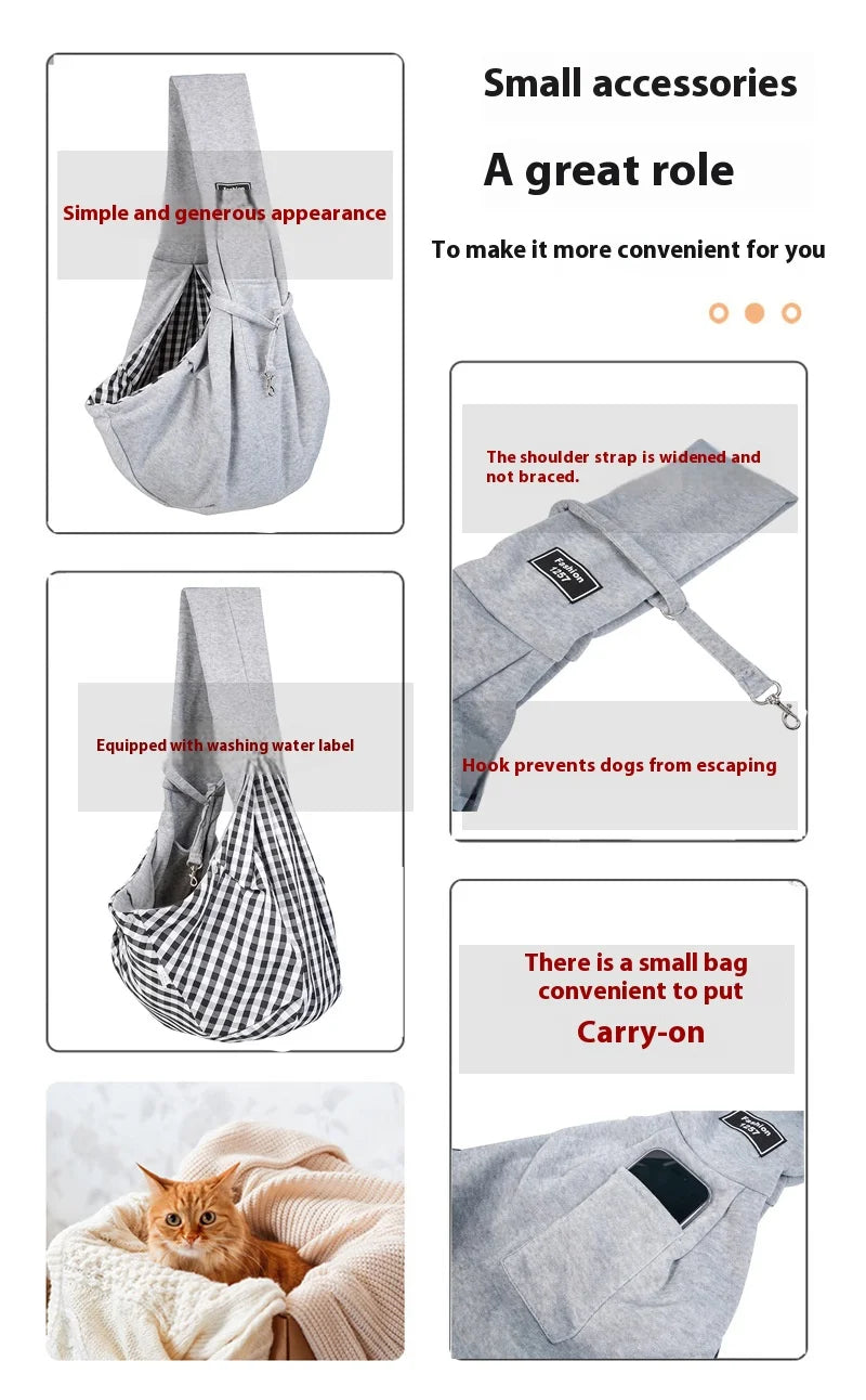 Breathable Foldable Pet Sling Bag – Portable Crossbody Travel Carrier for Small Dogs & Cats, Large-Capacity Pet Tote