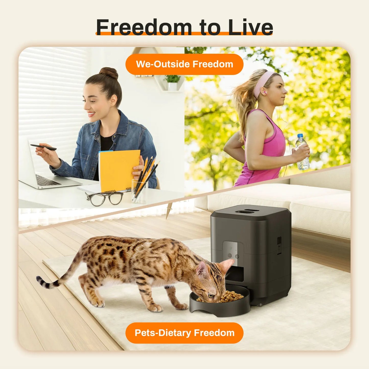 Smart WiFi Automatic Pet Feeder for Cats & Dogs – App Control, Timed Meals, 6L