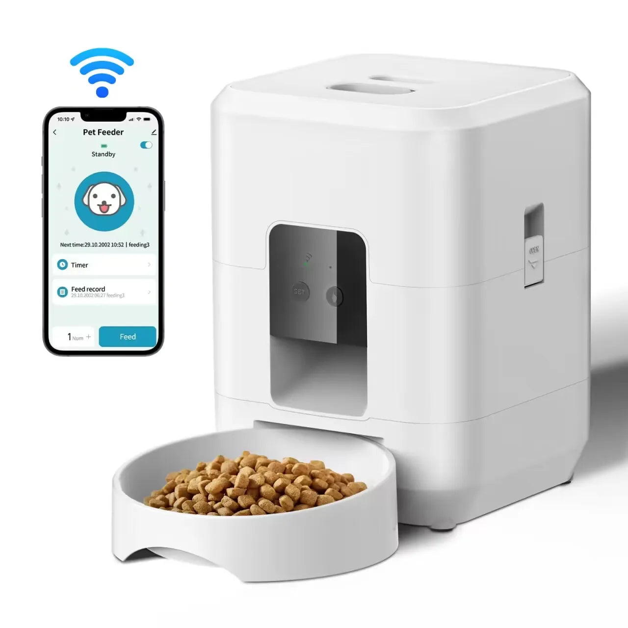 Smart WiFi Automatic Pet Feeder for Cats & Dogs – App Control, Timed Meals, 6L